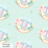 Mama and baby elephants - Pistachio