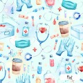 Medical seamless pattern for fabric - Mint