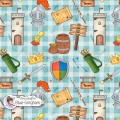 Medieval exclusive seamless pattern - Blue Gingham