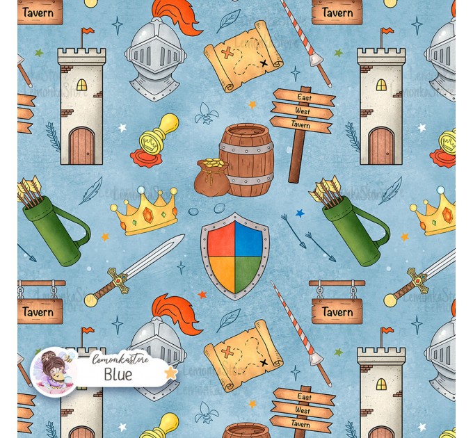 Medieval exclusive seamless pattern - Blue