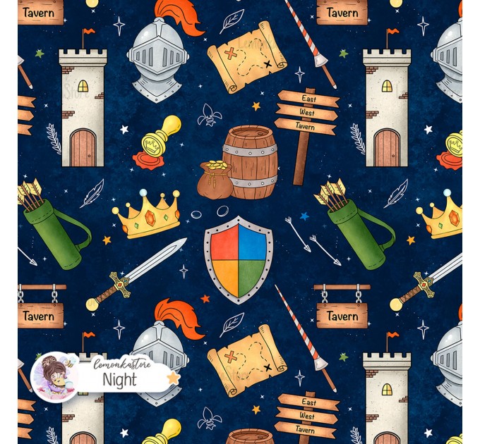 Medieval exclusive seamless pattern - Night