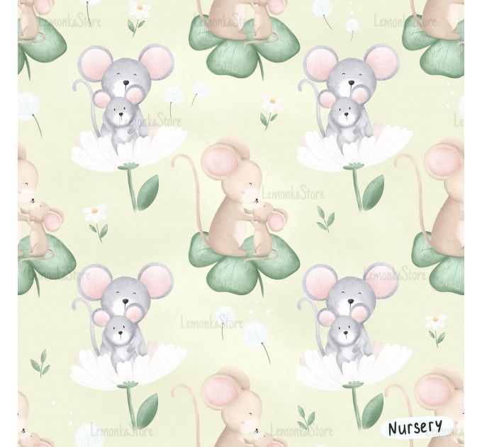 Mommy and mice exclusive seamless pattern - Nursery