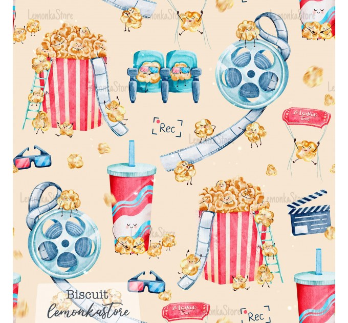 Movie time exclusive seamless pattern - Biscuit