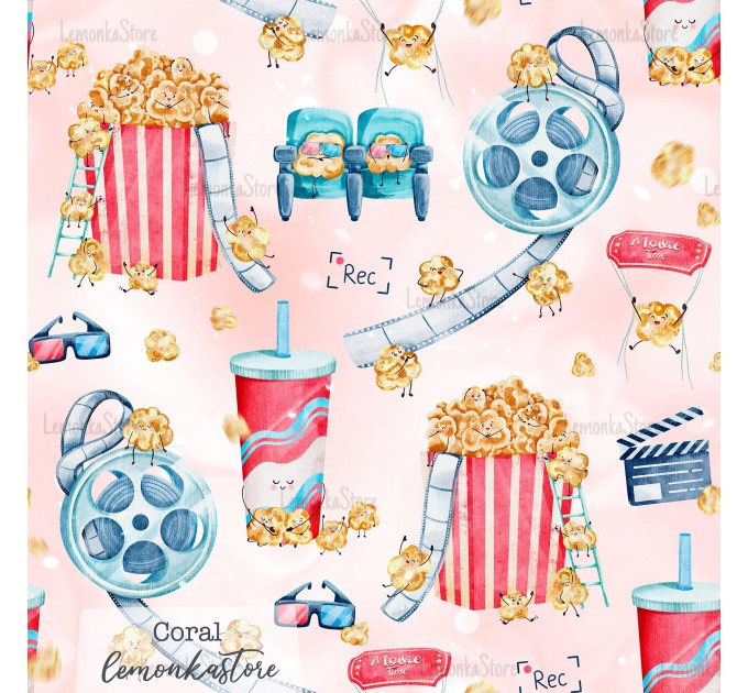 Movie time exclusive seamless pattern - Coral