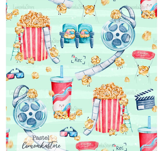 Movie time exclusive seamless pattern - Pastel