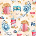Movie time exclusive seamless pattern - Popcorn