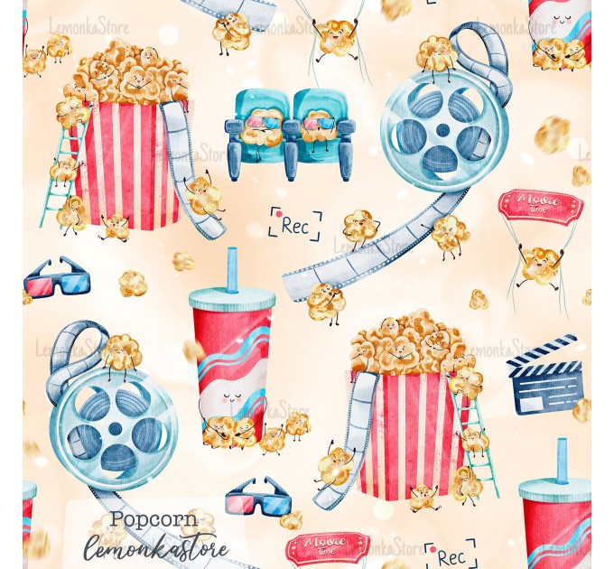 Movie time exclusive seamless pattern - Popcorn