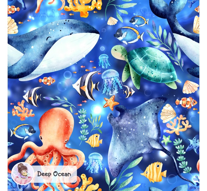 Ocean Story exclusive seamless pattern  - Deep