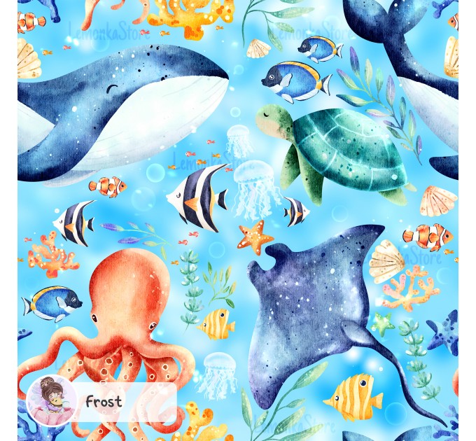 Ocean Story exclusive seamless pattern  - Frost