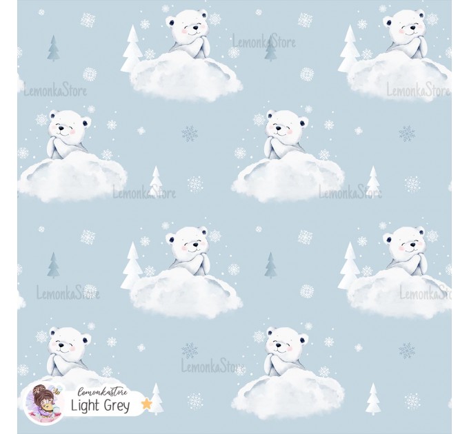 Polar Bear exclusive seamless pattern - Light grey