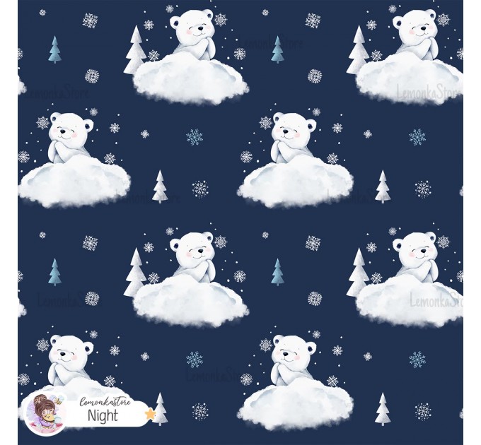 Polar Bear exclusive seamless pattern - Night