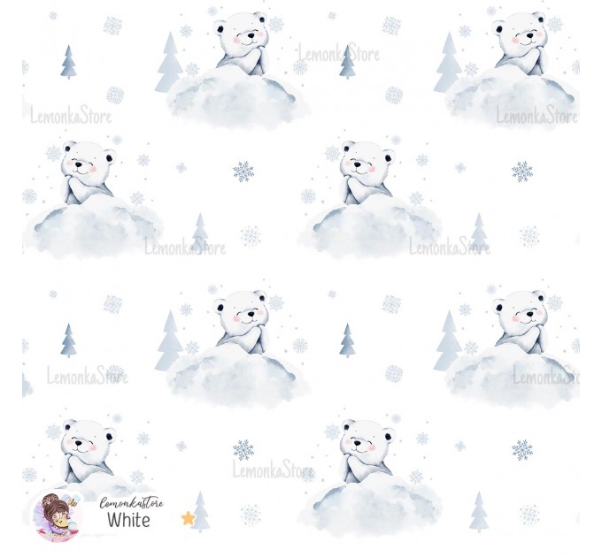 Polar Bear exclusive seamless pattern - White