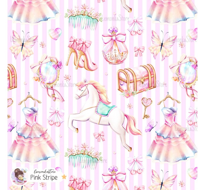 Princess Vibe exclusive seamless pattern - Pink Stripes