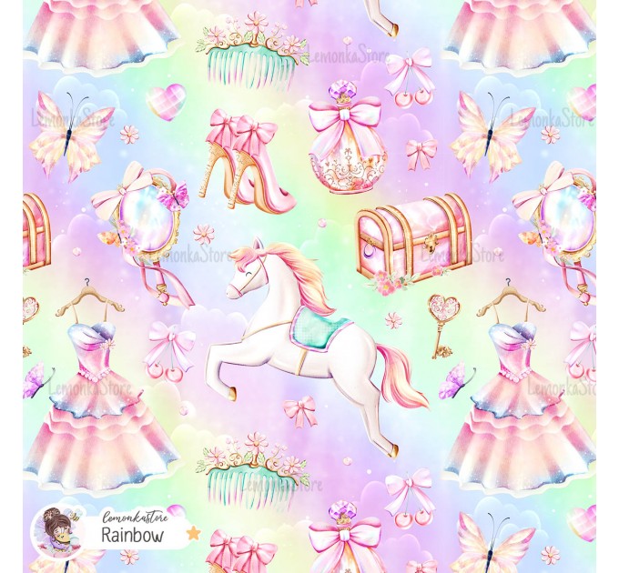 Princess Vibe exclusive seamless pattern - Rainbow