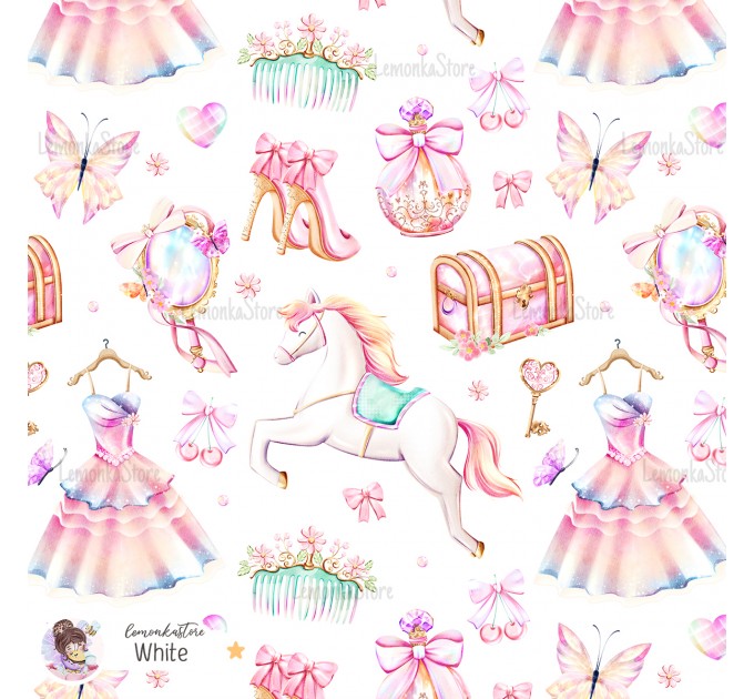 Princess Vibe exclusive seamless pattern - White