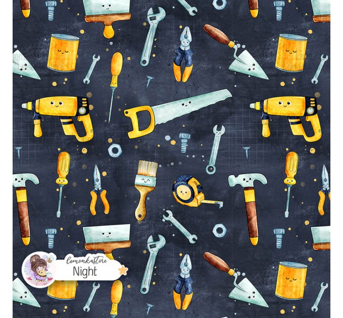 Repair Tools exclusive seamless pattern - Night