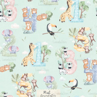Safari Animals Numbers - Mint