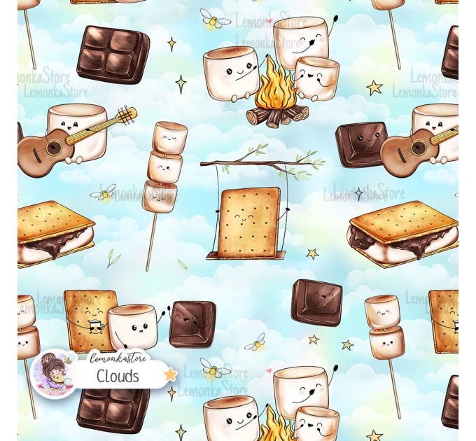 Smores exclusive seamless pattern - Clouds