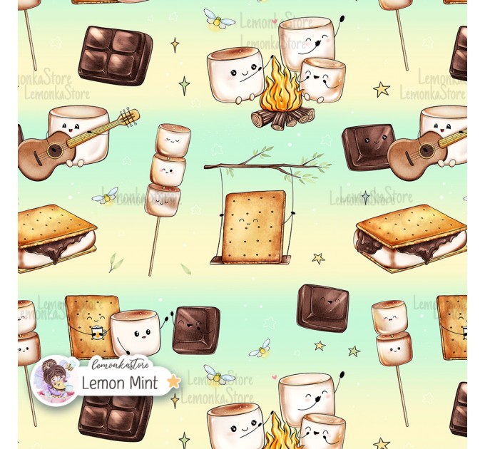 Smores exclusive seamless pattern - Lemon-Mint