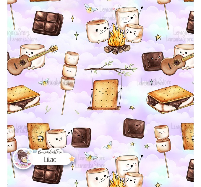 Smores exclusive seamless pattern - Lilac