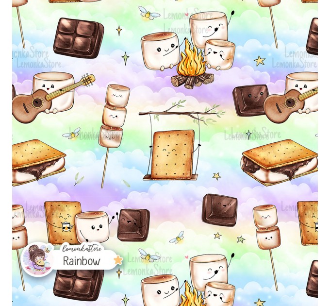 Smores exclusive seamless pattern - Rainbow