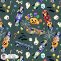 Spooky Skateboard exclusive seamless pattern - Dark Sage