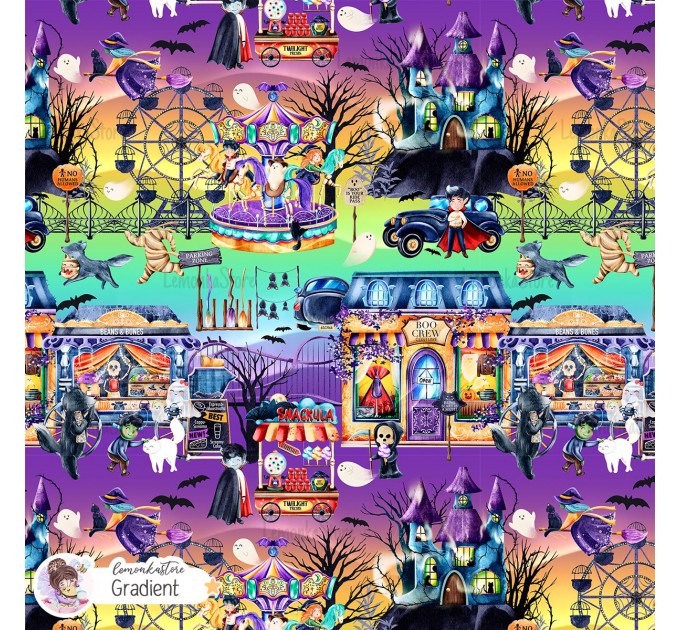 Spooky Carnival exclusive seamless pattern - Gradient
