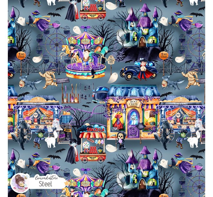 Spooky Carnival exclusive seamless pattern - Steel
