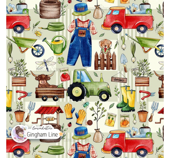 Spring Garden (Boyish) exclusive seamless pattern - Gingham Lines