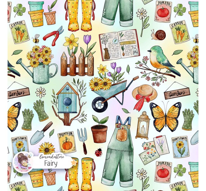 Spring Garden exclusive seamless pattern - Fairy
