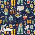 Spring Garden exclusive seamless pattern - Navy blue