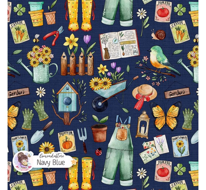 Spring Garden exclusive seamless pattern - Navy blue