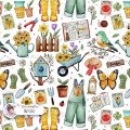 Spring Garden exclusive seamless pattern - White