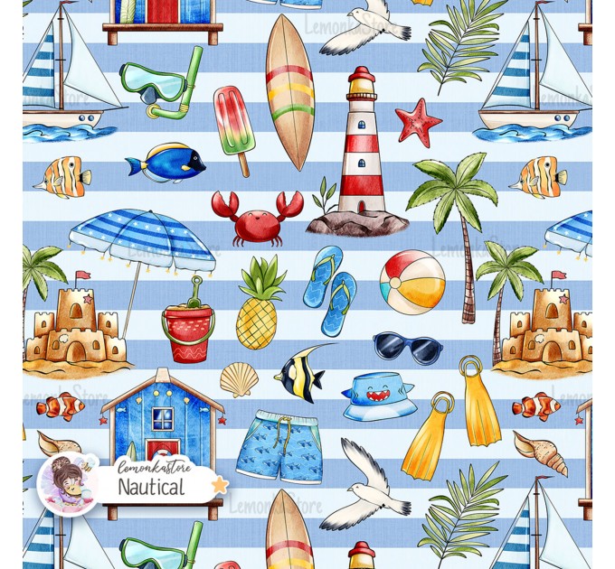 Summer Vibe (Boyish) exclusive seamless pattern - Nautical