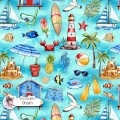 Summer Vibe (Boyish) exclusive seamless pattern - Ocean