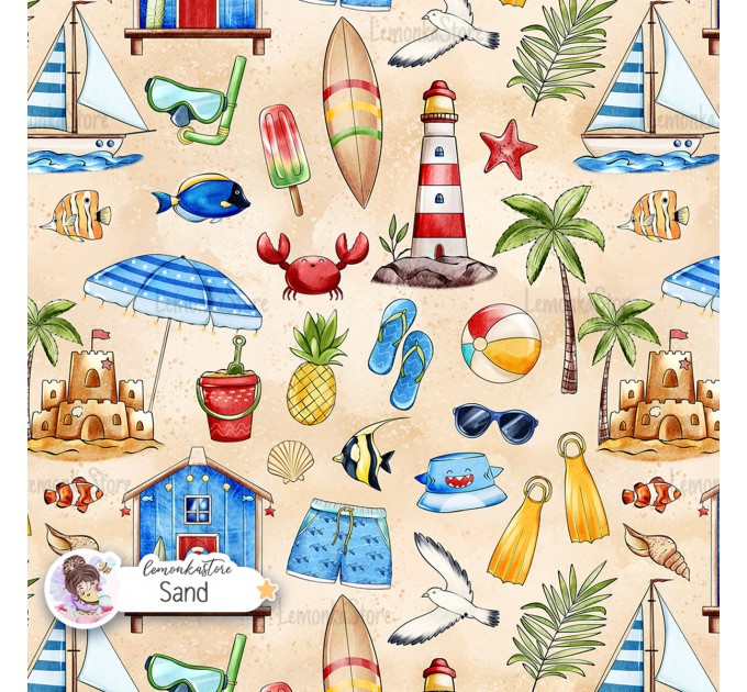 Summer Vibe (Boyish) exclusive seamless pattern - Sand