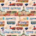 Trains exclusive seamless pattern - Beige Gingham