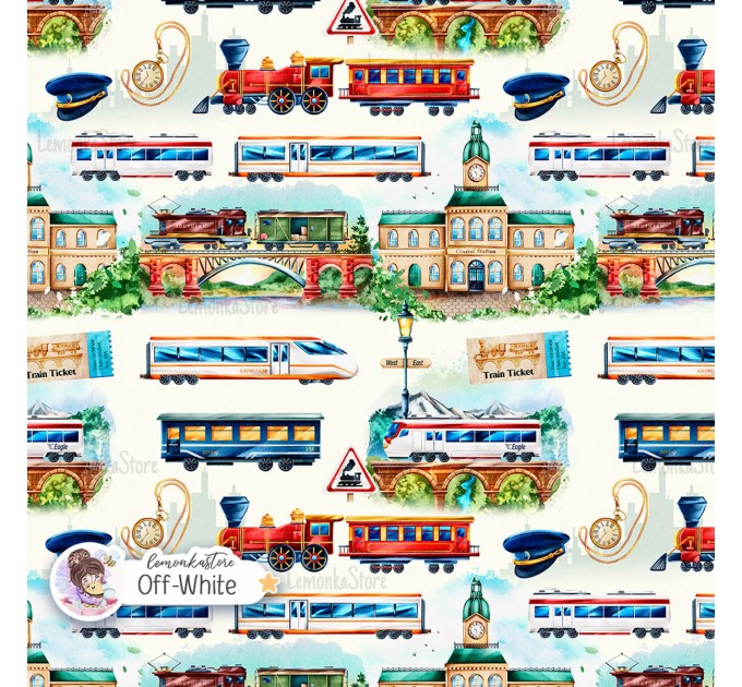 Trains exclusive seamless pattern - Off-White