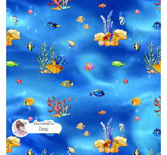 Tropical Fish exclusive seamless pattern - Deep