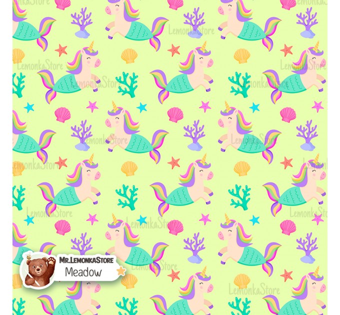 Unicorn Mermaid exclusive seamless pattern - Meadow