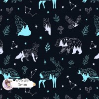 Woodland Celestials Linart - Denim