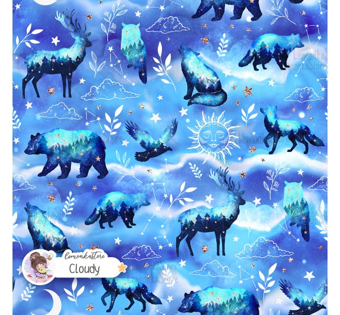 Woodland Celestial exclusive seamless pattern - Cloudy
