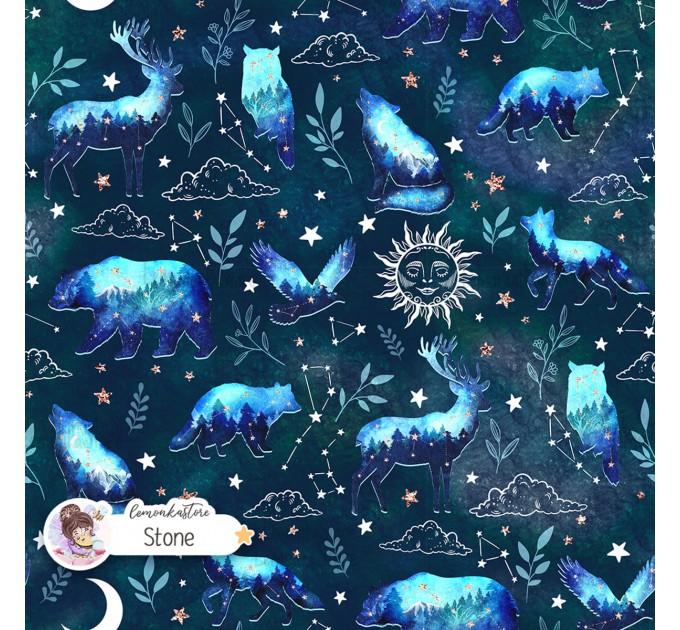 Woodland Celestial exclusive seamless pattern - Stone