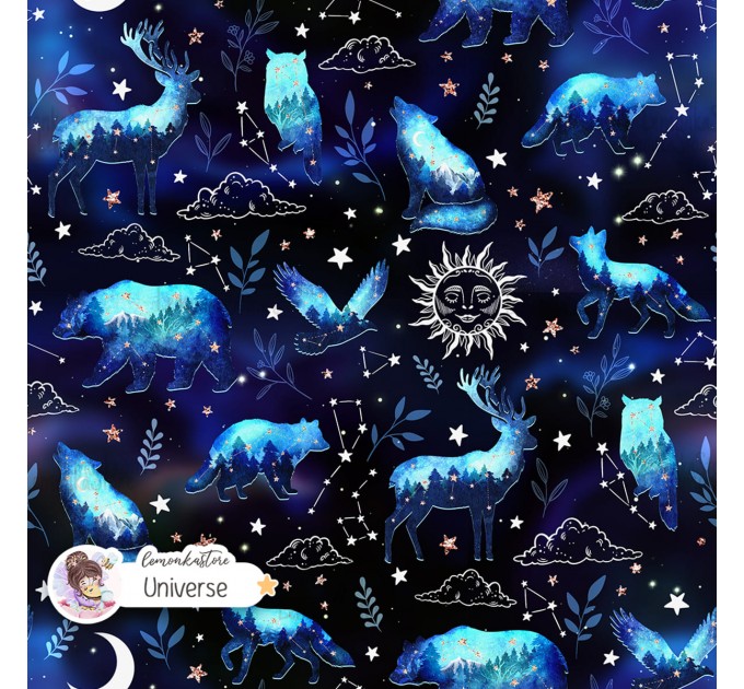 Woodland Celestial exclusive seamless pattern - Universe
