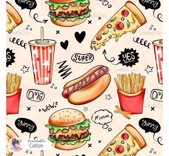 Yummy Phrases exclusive seamless pattern - Cotton