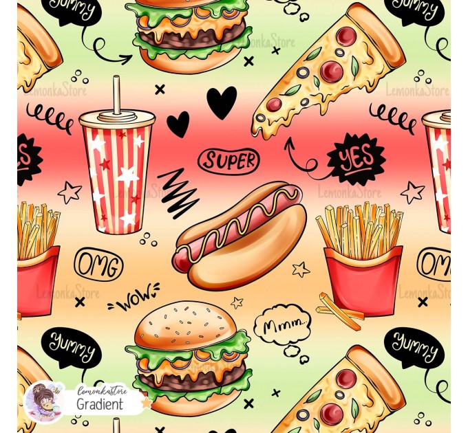Yummy Phrases exclusive seamless pattern - Gradient