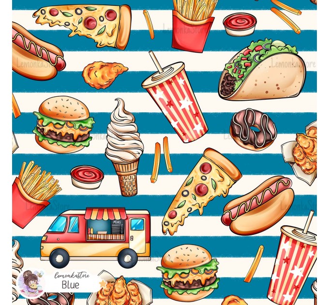 Yummy exclusive seamless pattern - Blue