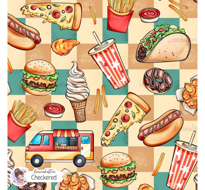Yummy exclusive seamless pattern - Checkered