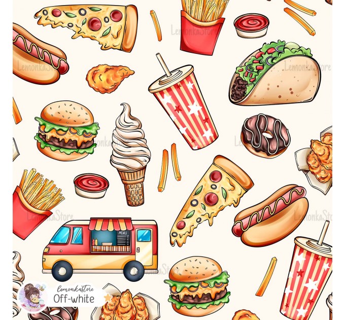 Yummy exclusive seamless pattern - Off-white