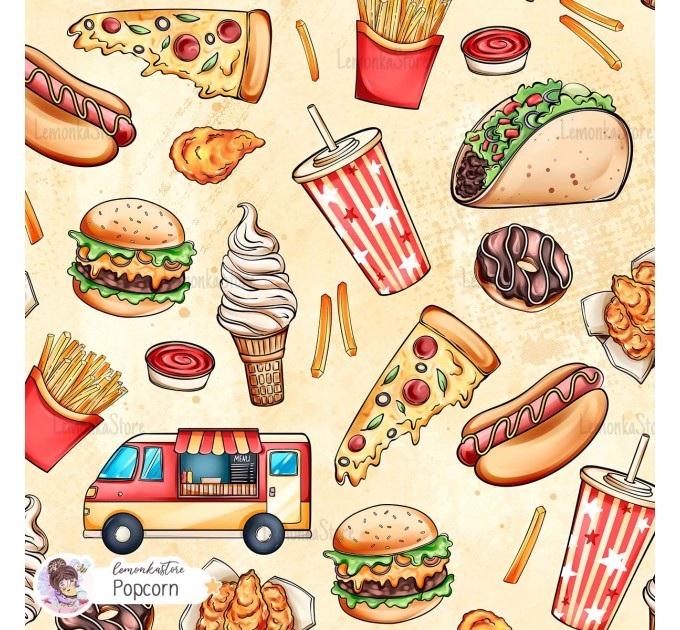 Yummy exclusive seamless pattern - Popcorn